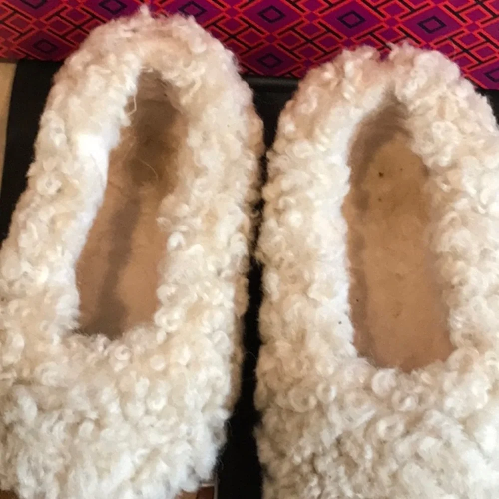 TORY BURCH SUEDE SHEARLING LOGO LOAFER SLIPPERS - Picture 4 of 10